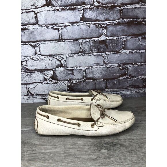 Tod’s Ivory Cream Leather Gommino Driving Moccasin Shoes Women’s Sz 40EU/9.5M US - Picture 5 of 16